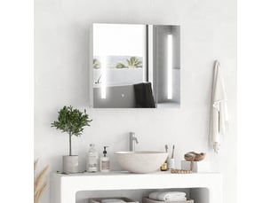 Armoire murale miroir lumineux led salle de bain 2 portes avec 3 niveaux blanc 70 x 15 x 65 cm
