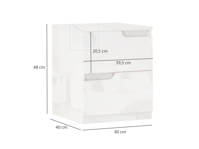  Table de chevet, table d'appoint avec tiroirs, panneaux de particules, élégante, blanche  - Conforama E