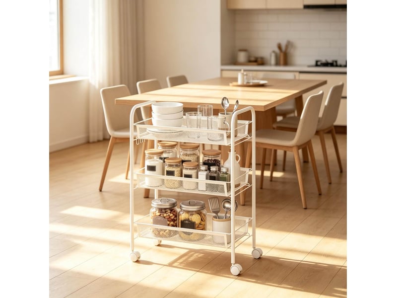  Chariot de rangement 45x26,5x63 cm 3 niveaux en métal blanc  - Conforama B