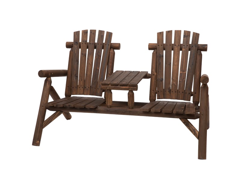  Banc de jardin avec table, mobilier de jardin, banc, 2 chaises, bois massif, marron, 157 x 88 x 103 cm  - Conforama B