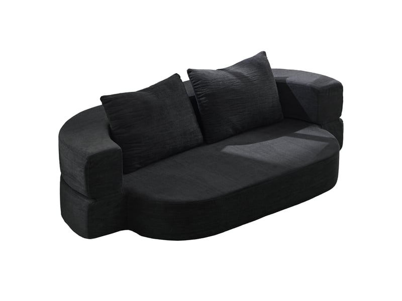  Canapé-lit pliable 2-en-1 avec 2 oreillers, mousse haute densité, noir  - Conforama D