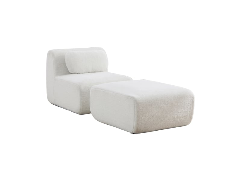  Méridienne modulable 1 place en chenille ivoire – 79 x 177 x 71 cm Fay Lum - Conforama A