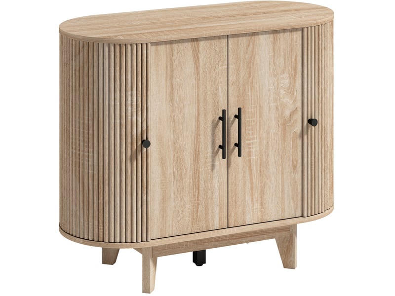 Buffet de rangement avec 4 portes et étagères réglables, pour salon ou entrée, mdf naturel, 90 × 40 × 76 cm - Conforama A