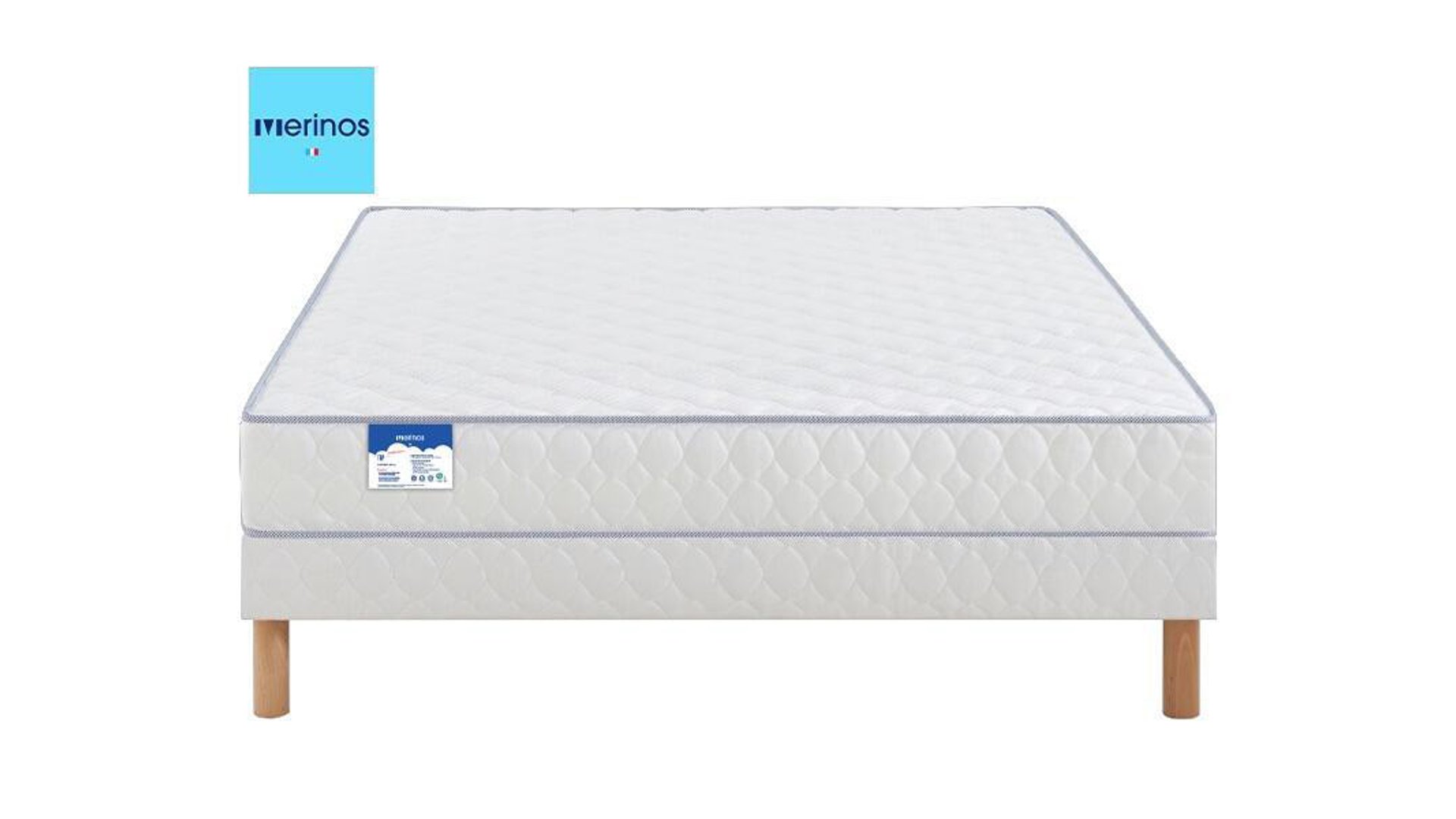 MATELAS + SOMMIER RESSORTS ENSACHÉS 140X MERINOS TOP DUO Blanc Conforama