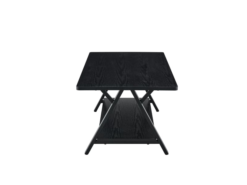 Table basse industrielle rectangulaire 110cm noir effet bois et métal – design moderne et double rangement - Conforama A