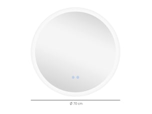 Miroir de salle de bains led rond 70 cm, 3 teintes et antibuée