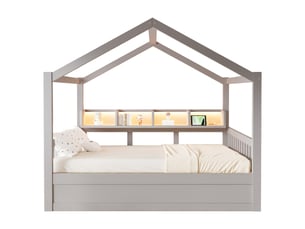 Lit cabane 140x200 cm coloris gris