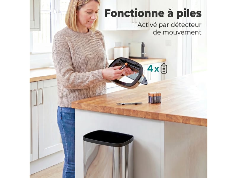  Poubelle automatique à capteur 50 l en acier inoxydable 33x25x84 cm  - Conforama E