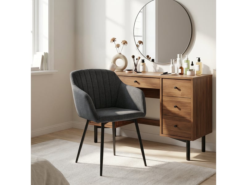  Lot de 2 chaises de salle à manger goeurvant 711 en tissu tissé et pieds en métal - gris anthracite JOD00711AAM-2 - Conforama W