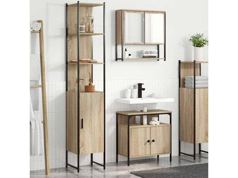  Ensemble de mobilier de salle de bain 3 pc chêne sonoma cf64371  - Conforama B