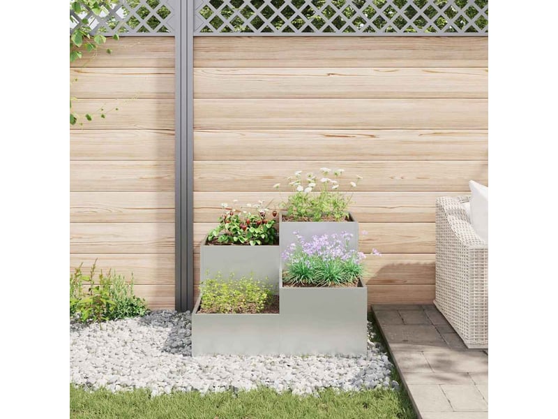  Jardinière - cache-pot de jardin argent 80 x 80 x 60 cm acier galvanisé  - Conforama D