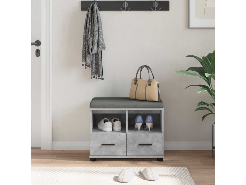  Banc d'entrée, banc interieur gris béton 60x38x46 cm  - Conforama D