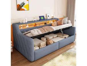 Lit banquette 90x200 cm <strong>SAPGAKS</strong> <strong></strong> coloris gris