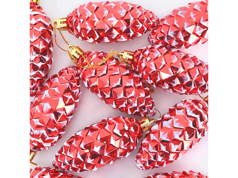  Boule de pomme de pin de noël 40 pcs rouge 4 x 9 cm plastique  - Conforama E