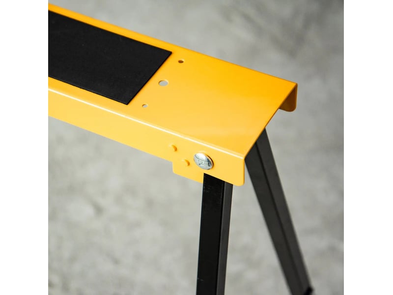  Lot de 2 tréteaux pliables 99,5 x 50 x 78 cm orange et noir en acier, supports stables pour sciage du bois  - Conforama E