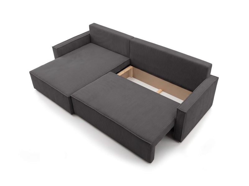  Farah - canapé d'angle max réversible et convertible 5 places accoudoirs slim en velours côtelé  - Conforama D