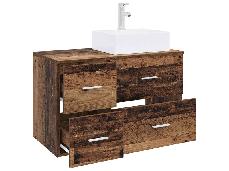  Ensemble de mobilier de salle de bain 2 pc bois ancien cf64025  - Conforama C