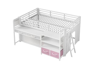 Lit mezzanine 140x200 cm IKSETERA TRADING LTD coloris blanc
