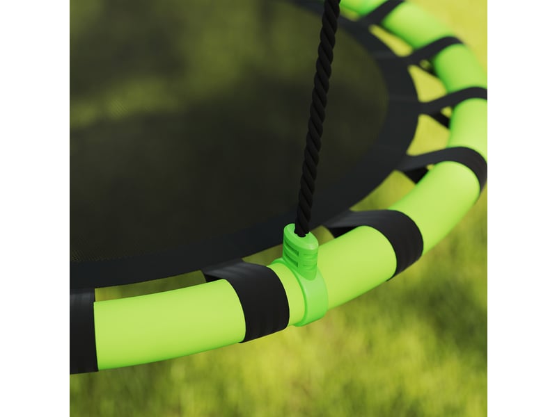  Balançoire nid d'oiseau, balançoire suspendue avec cordes réglables en hauteur, siège rond ø 100 cm, noir  - Conforama W