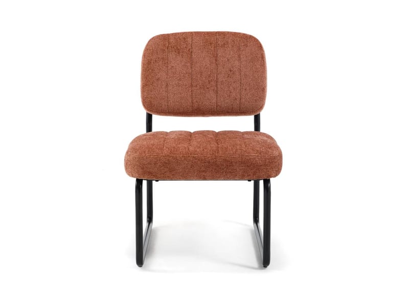  Fauteuil terracotta rembourré pieds métal noir et tissu chenille - paola PAOLA - Conforama A