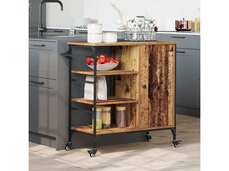 Desserte de cuisine, chariot de rangement bois ancien 87.5x39x84.5 cm - Conforama B