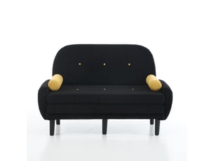 Canapé droit convertible PANGIVO W3479S00006 2 places Velours côtelé noir avec coffre de rangement
