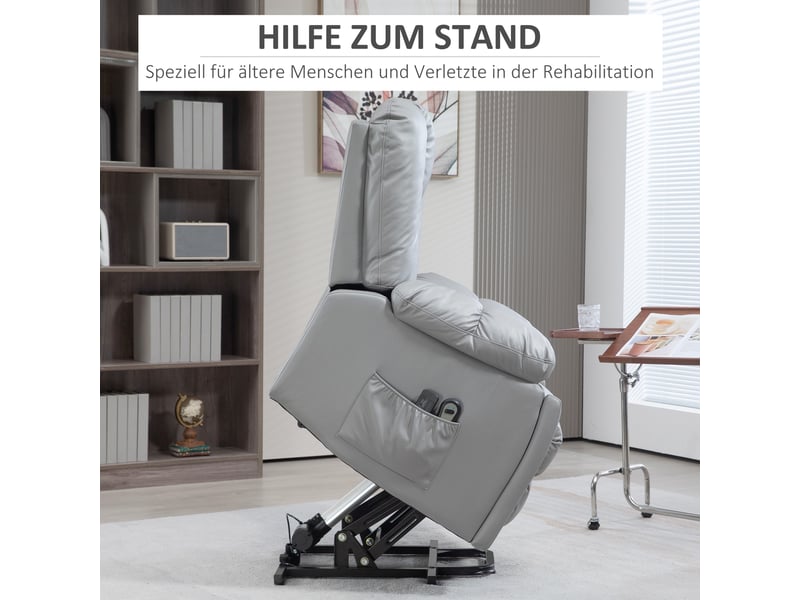 Fauteuil relax électrique gris foncé, fauteuil releveur et massage vibrant 8 points, inclinable à 135° pour le salon - Conforama E