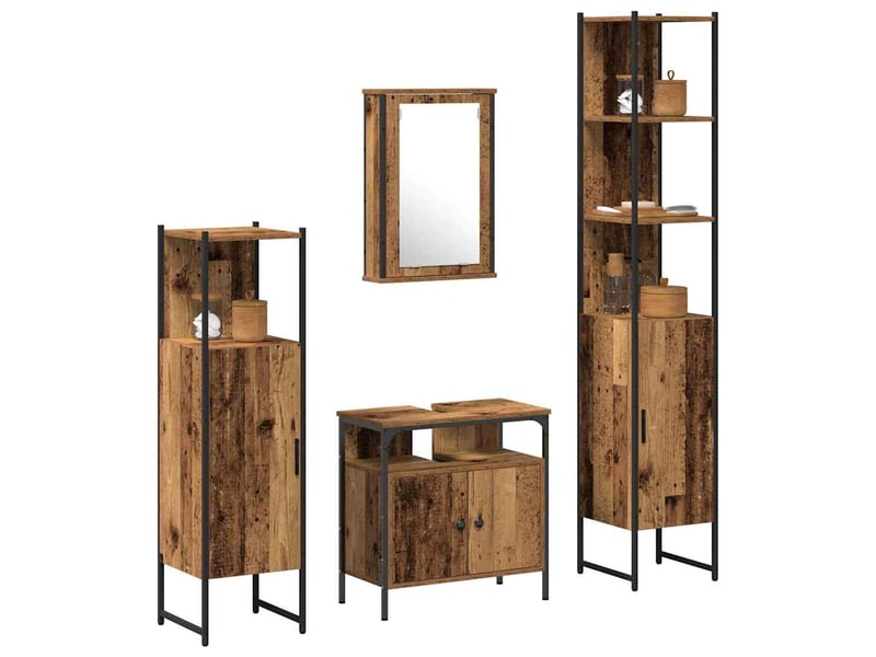 Ensemble de mobilier de salle de bain 4 pc bois ancien cf64495 - Conforama C