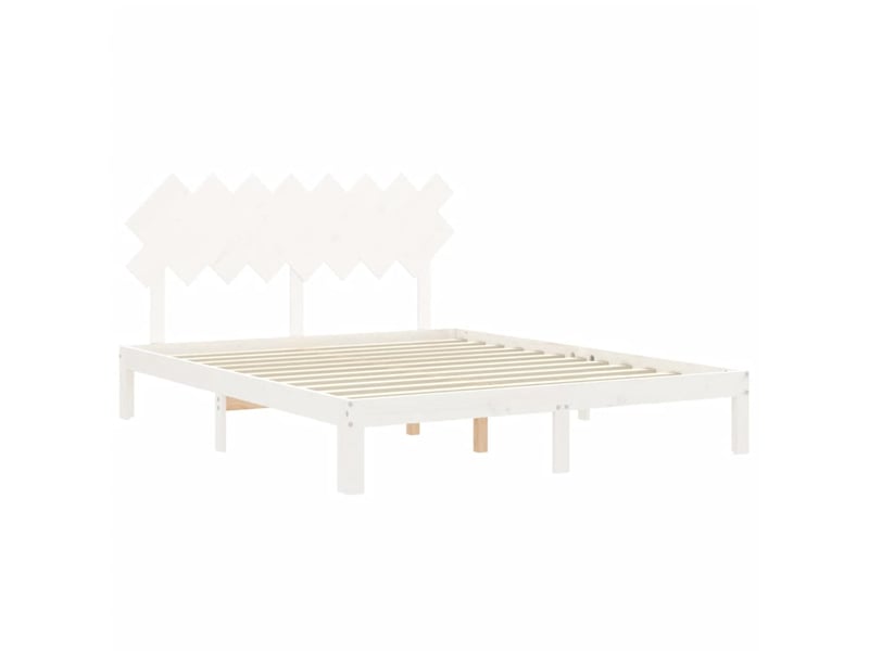  Lit double- lit adulte -  cadre de lit sans matelas blanc 160x200 cm bois de pin massif  - Conforama D