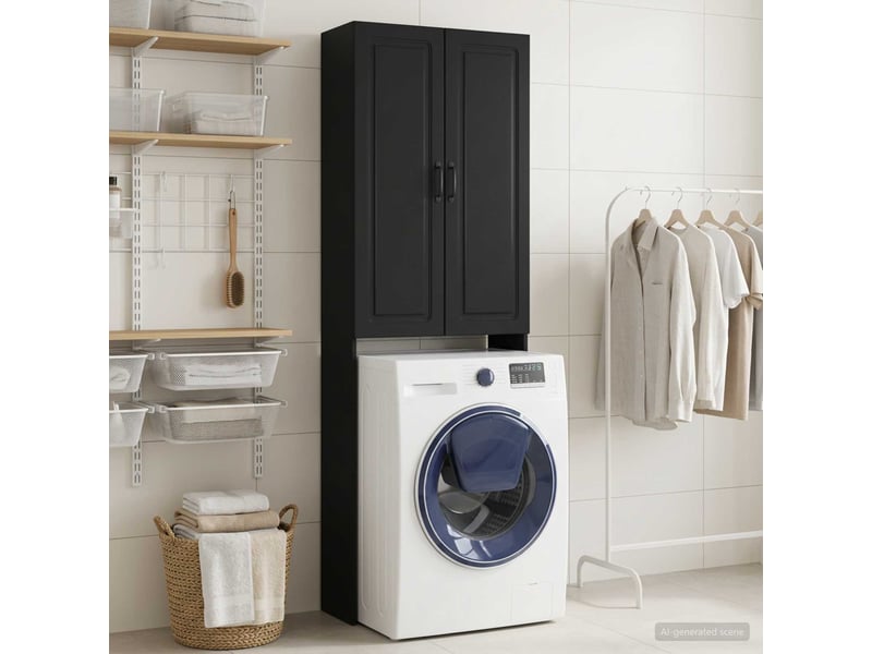  Armoire de toilette, meuble de toilette utrecht noir 66x25.5x190 cm  - Conforama C