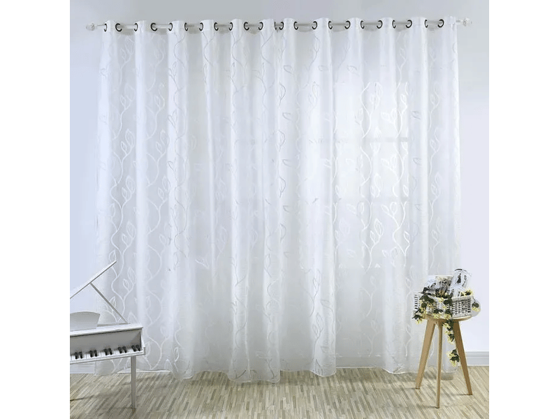  Lot de 2 voilage semi-transparents à œillets avec motif de feuilles creuses pour chambre à coucher,salon 100x250cm  - Conforama B