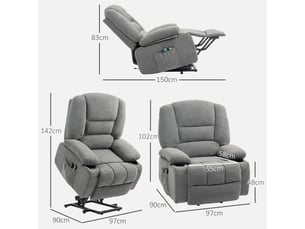 Fauteuil relax électrique WISHDOR Coton / Polyester gris