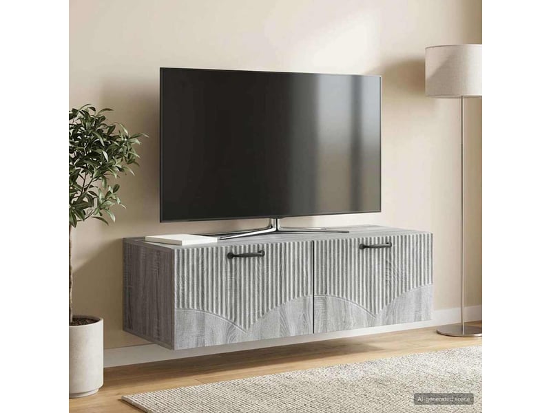 Meuble tv - banc tv - meuble de rangement mural sonoma gris 98 x 41 x 30 cm bois d'ingénierie  - Conforama D