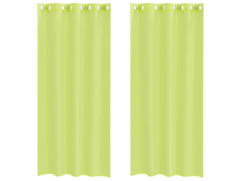  Lot de 2 rideaux en voile, voilages avec œillets vert pomme 140x245 cm cf44433  - Conforama A