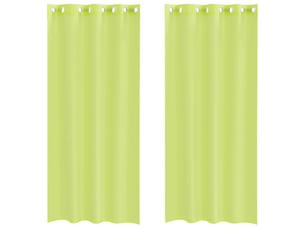 Lot de 2 rideaux en voile, voilages avec œillets vert pomme 140x245 cm cf44433