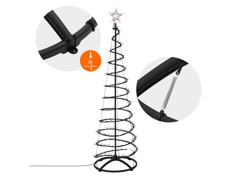 Ecd germany sapin de noël spirale led 180 cm avec étoile éclairage de noël cône guirlande lumineuse effet cascade avec 15 modes de lumière minuterie et 640 leds blanc chaud pour maison ou jardin ip44 ECD Germany GmbH - Conforama E