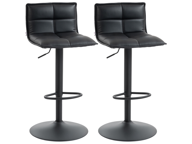  Lot de 2 tabourets de bar, chaises de bar réglable en hauteur avec assise pivotant en pu 44 x 45 x 85-106 cm noir  - Conforama B