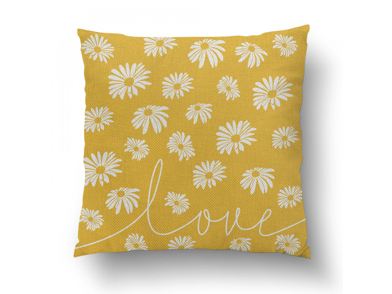  Lot de 4 housses de coussin canapé taie d'oreiller jaune marguerite tournesol housses de coussin en lin décoration pour salon lit jardin intérieur ex, 45 x 45 cm  - Conforama E