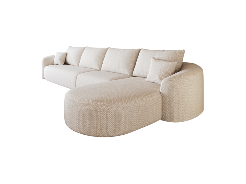  Canapé d'angle tcqpz en l 336 x 168 x 85 cm 5 places modulaire compressé sans montage tissu chenille blanc  - Conforama A