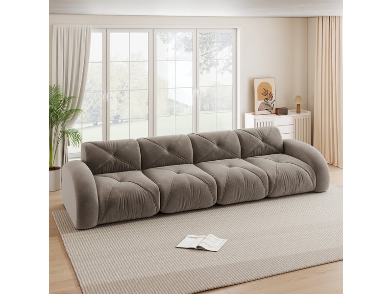  Canapé modulable, canapé 4 places – sans montage, en chenille, taupe, base antidérapante, sans cadre  - Conforama A