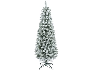 Albero di natale 182.88cm con 479 rami innevati, design alto e stretto con base pieghevole, verde