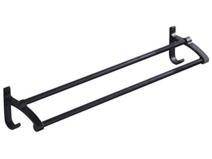 Porte serviette double, mur, noir, 2-bar, économie d'espace, porte serviette de salle de