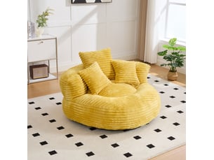 Fauteuil fixe OKWISH Velours côtelé jaune vendu A l'unité