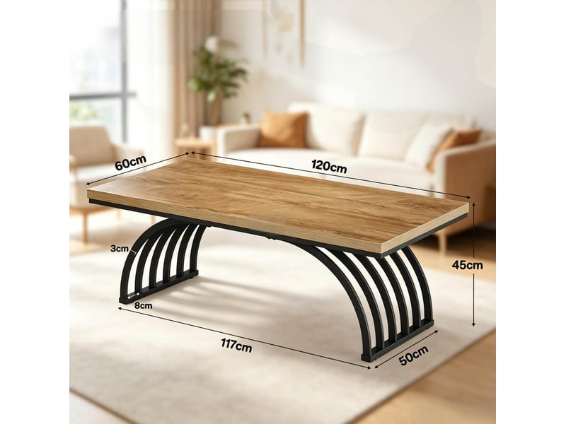 Table basse 120x60x45 cm en métal et bois noir et marron chicfurn - Conforama D