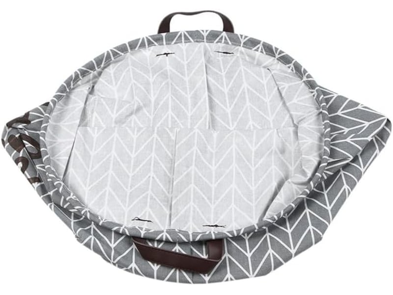  Lot de 2 paniers à linge ronds en coton et lin – grands bacs de rangement pour chambre d'enfant, gris et jaune  - Conforama E
