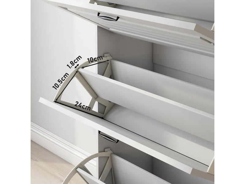 Meuble à chaussures 80x23.5x131 cm, 3 abattants et 2 tiroirs, blanc - Conforama E
