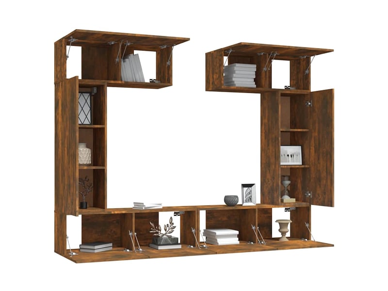  Ensemble de meubles tv - banc tv - meuble de rangement 6 pcs chêne fumé bois d'ingénierie  - Conforama D