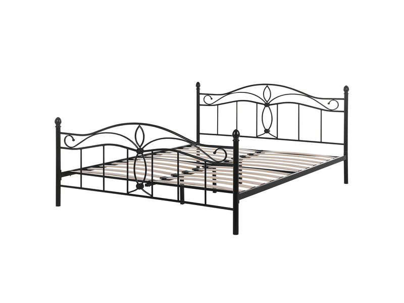 Lit avec sommier métal antlia 160 x 200 cm noir 59667 - Conforama D