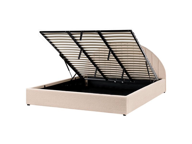  Lit ottoman chadenet bouclé beige clair 180 x 200 cm  - Conforama D