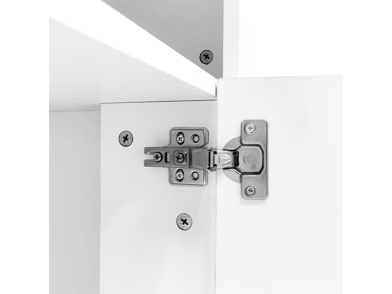  Meuble tv 160x35x60 cm brillant led, 3 niches, 2 portes, 2 tiroirs, contrôle par appli  - Conforama D